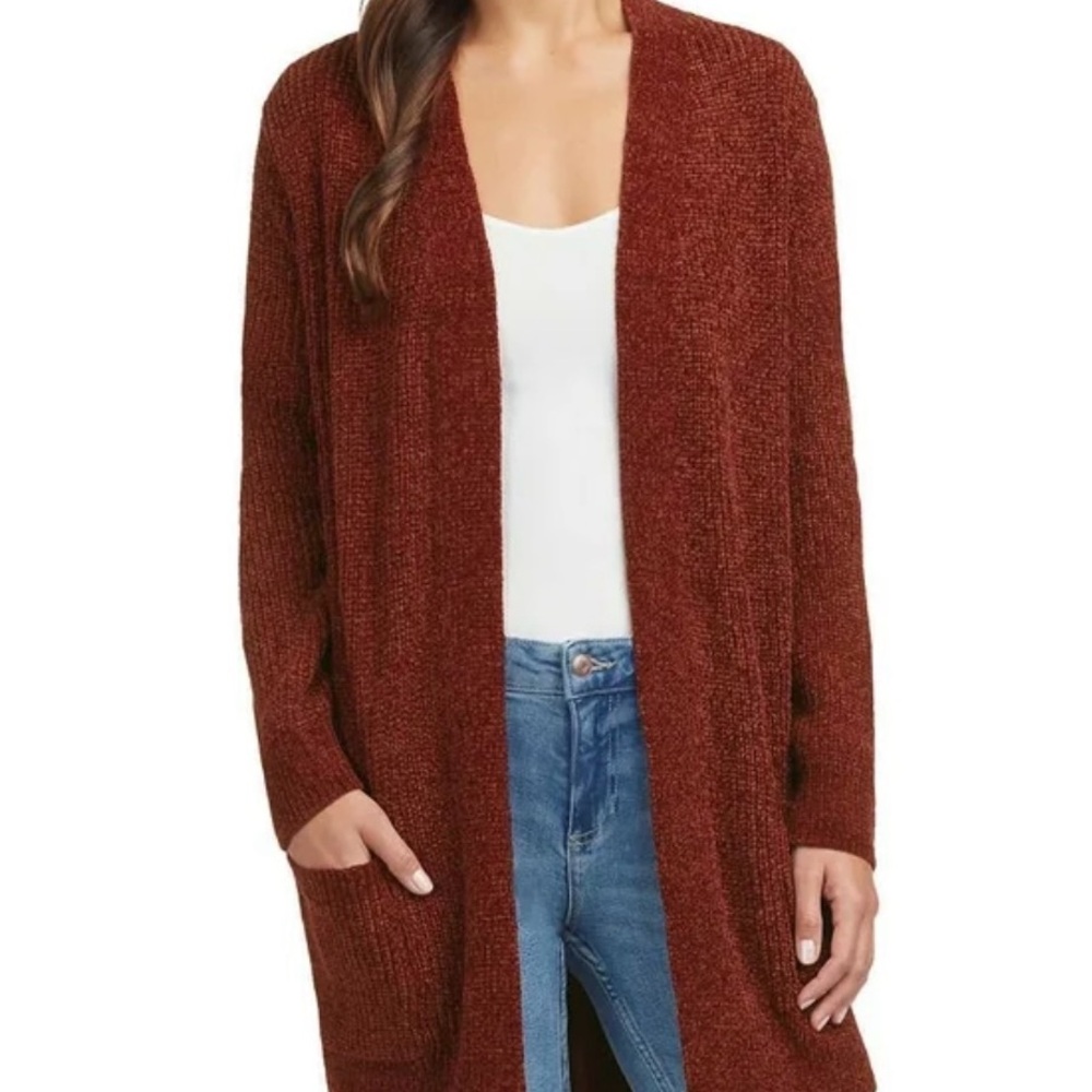 Matty M Brown Cardigan Sweater Open Front Knit